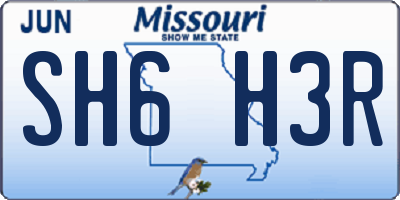 MO license plate SH6H3R