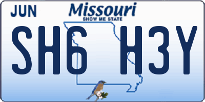 MO license plate SH6H3Y