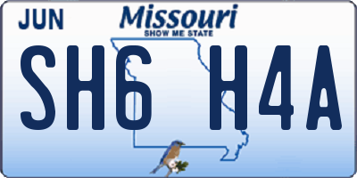 MO license plate SH6H4A