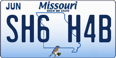 MO license plate SH6H4B