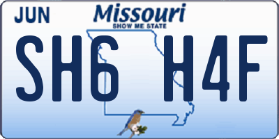 MO license plate SH6H4F