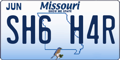 MO license plate SH6H4R