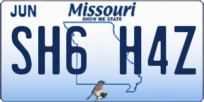 MO license plate SH6H4Z