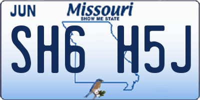 MO license plate SH6H5J