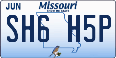 MO license plate SH6H5P