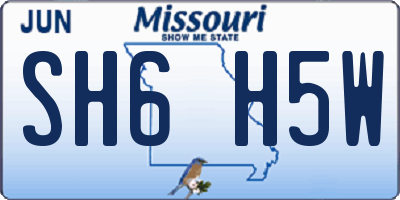 MO license plate SH6H5W