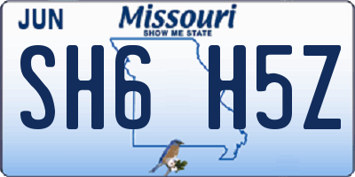 MO license plate SH6H5Z