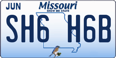 MO license plate SH6H6B