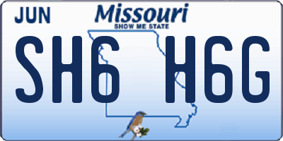 MO license plate SH6H6G