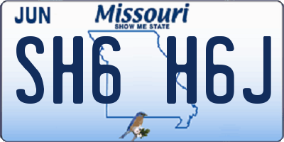 MO license plate SH6H6J