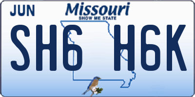 MO license plate SH6H6K