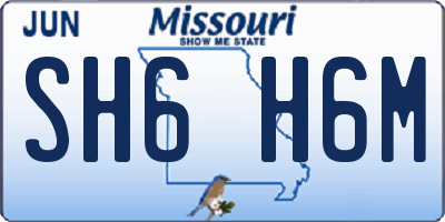 MO license plate SH6H6M