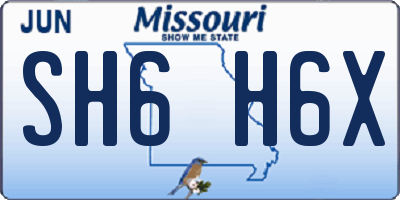 MO license plate SH6H6X
