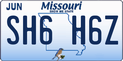 MO license plate SH6H6Z