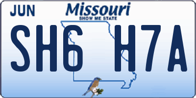 MO license plate SH6H7A