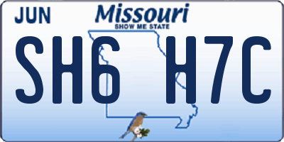 MO license plate SH6H7C
