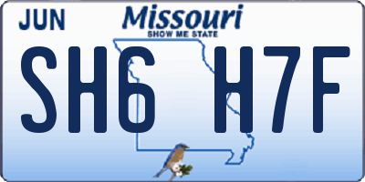 MO license plate SH6H7F