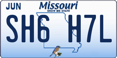 MO license plate SH6H7L