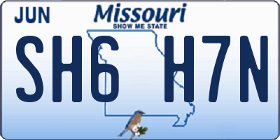 MO license plate SH6H7N