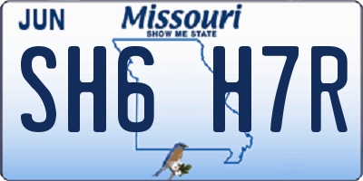 MO license plate SH6H7R