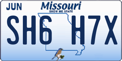 MO license plate SH6H7X