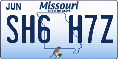 MO license plate SH6H7Z