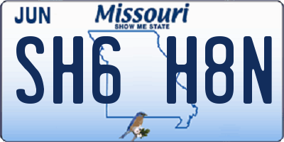 MO license plate SH6H8N