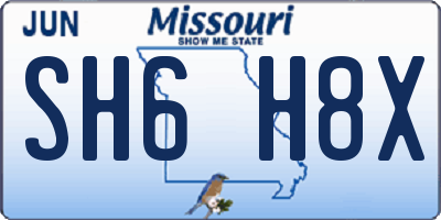 MO license plate SH6H8X