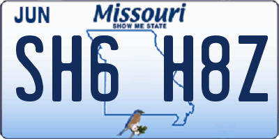 MO license plate SH6H8Z