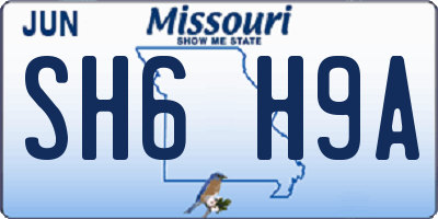 MO license plate SH6H9A