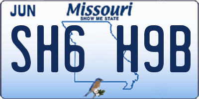 MO license plate SH6H9B
