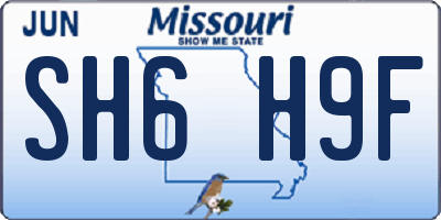 MO license plate SH6H9F