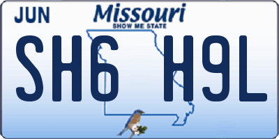 MO license plate SH6H9L