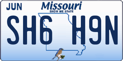 MO license plate SH6H9N