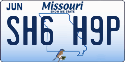 MO license plate SH6H9P