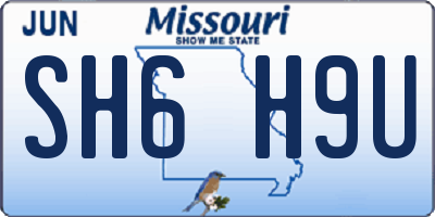 MO license plate SH6H9U