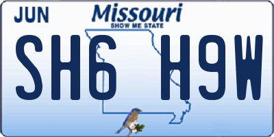 MO license plate SH6H9W