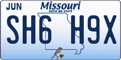 MO license plate SH6H9X