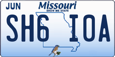 MO license plate SH6I0A