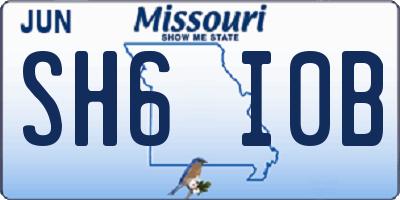 MO license plate SH6I0B