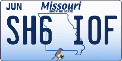 MO license plate SH6I0F