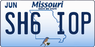MO license plate SH6I0P