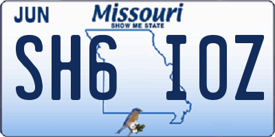 MO license plate SH6I0Z