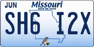 MO license plate SH6I2X