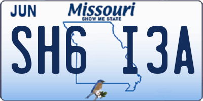 MO license plate SH6I3A
