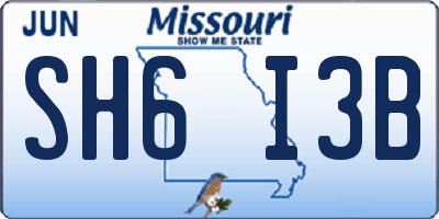 MO license plate SH6I3B