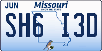 MO license plate SH6I3D