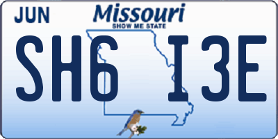 MO license plate SH6I3E
