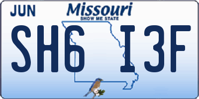 MO license plate SH6I3F