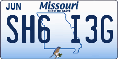 MO license plate SH6I3G